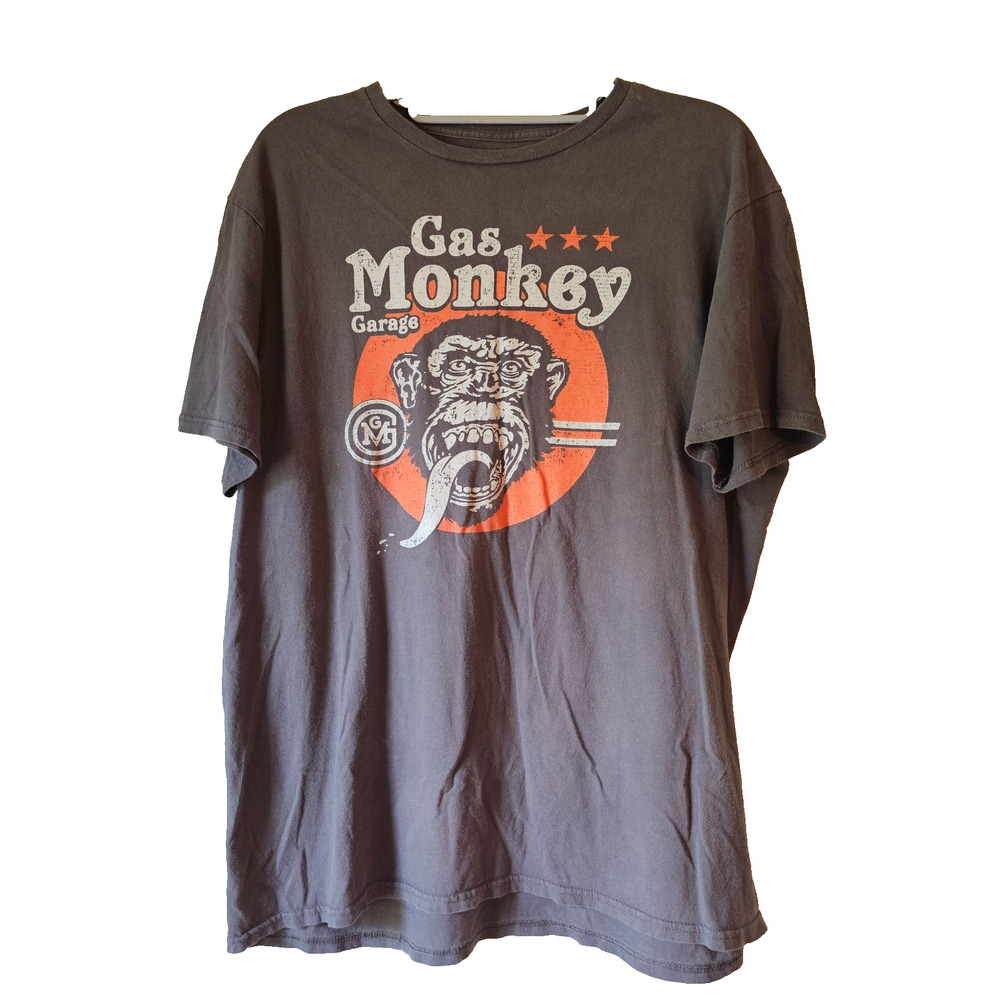 Gas Monkey Garage T Shirt Mens Large Gray Graphic Tee Monkey Logo